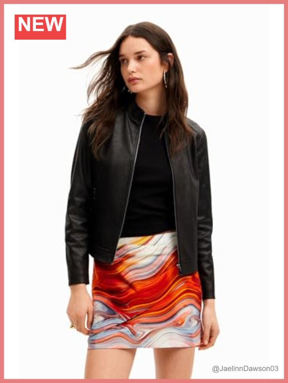 Slim Biker Jacket Leather-Effect Distressed Zip Cold Weather